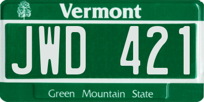 VT license plate JWD421