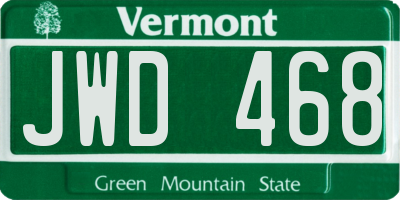 VT license plate JWD468