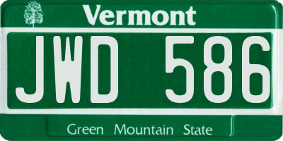 VT license plate JWD586