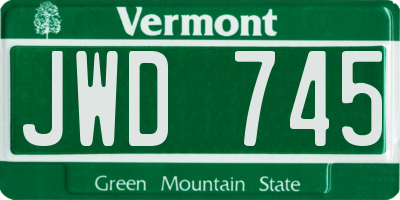 VT license plate JWD745