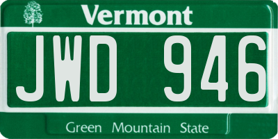 VT license plate JWD946