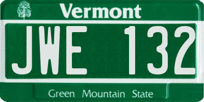 VT license plate JWE132