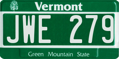 VT license plate JWE279