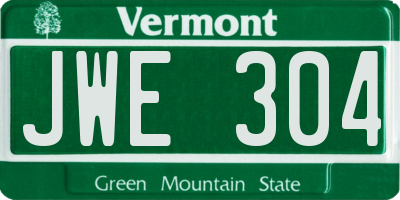 VT license plate JWE304