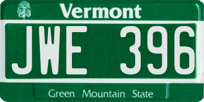 VT license plate JWE396