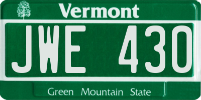 VT license plate JWE430