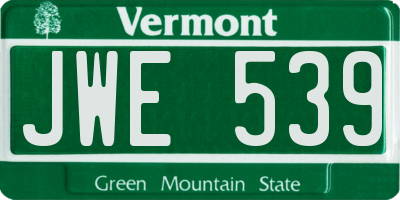VT license plate JWE539