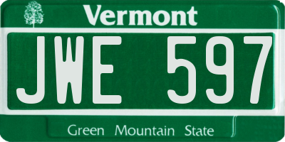 VT license plate JWE597