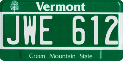 VT license plate JWE612