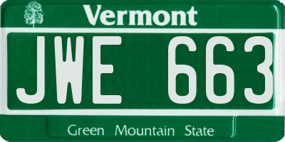 VT license plate JWE663