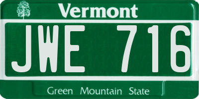VT license plate JWE716