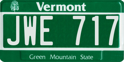 VT license plate JWE717