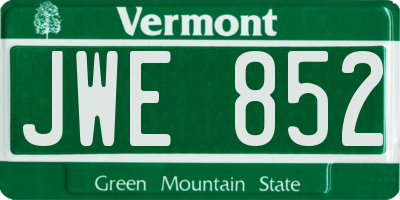 VT license plate JWE852