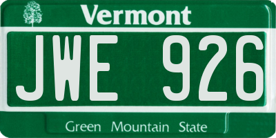 VT license plate JWE926