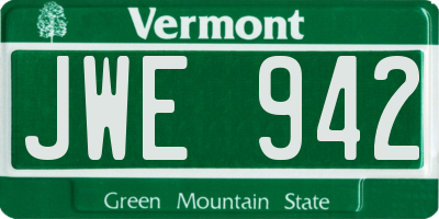 VT license plate JWE942