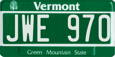 VT license plate JWE970