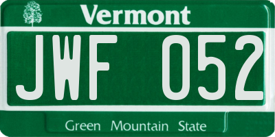 VT license plate JWF052