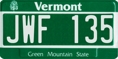 VT license plate JWF135