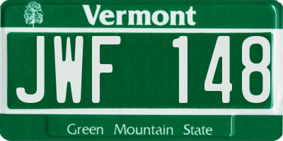 VT license plate JWF148