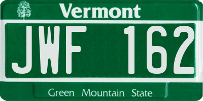 VT license plate JWF162