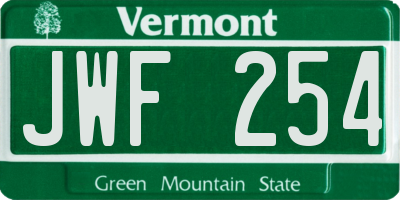 VT license plate JWF254