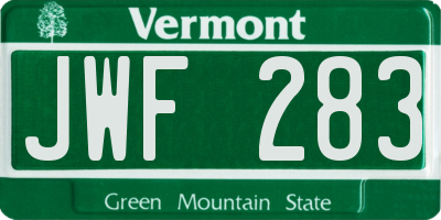 VT license plate JWF283