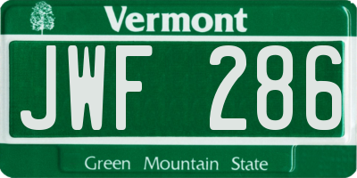 VT license plate JWF286