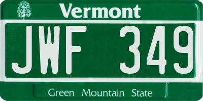 VT license plate JWF349