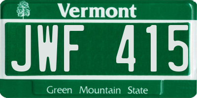 VT license plate JWF415