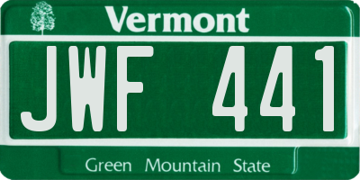 VT license plate JWF441