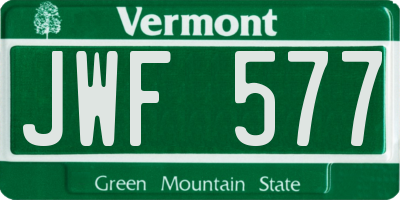 VT license plate JWF577