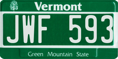 VT license plate JWF593