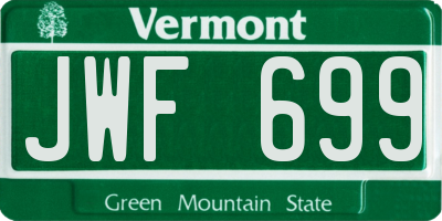 VT license plate JWF699