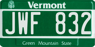 VT license plate JWF832