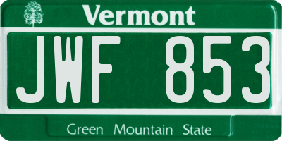 VT license plate JWF853