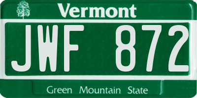 VT license plate JWF872