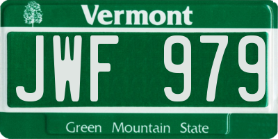 VT license plate JWF979