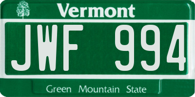 VT license plate JWF994
