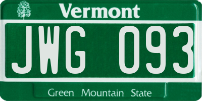 VT license plate JWG093