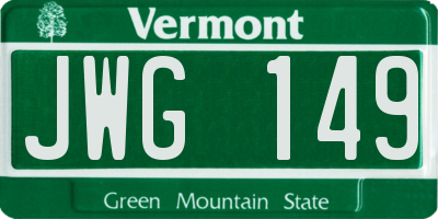 VT license plate JWG149