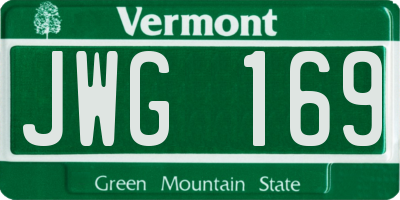 VT license plate JWG169