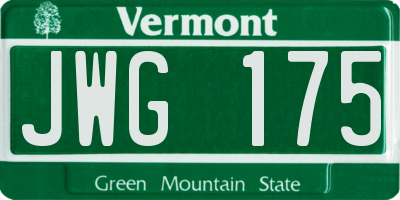 VT license plate JWG175