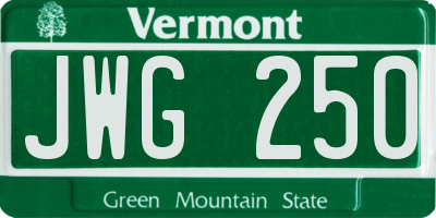 VT license plate JWG250