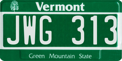 VT license plate JWG313