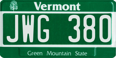 VT license plate JWG380