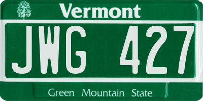 VT license plate JWG427