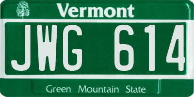 VT license plate JWG614
