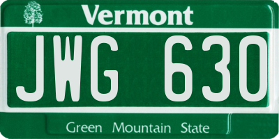 VT license plate JWG630
