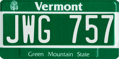 VT license plate JWG757