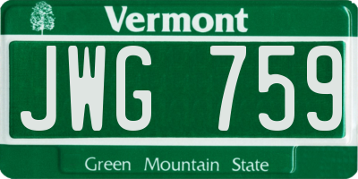 VT license plate JWG759